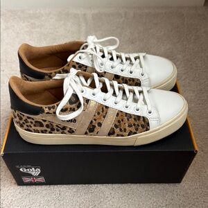 Gola White and Brown Leopard Print Sneakers Size 9